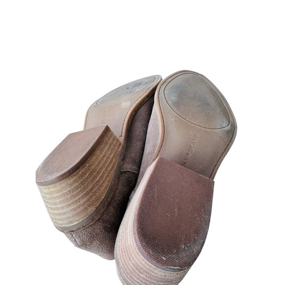 Lucky Brand 7.5M Camel Suede Western Cowgirl Glam Ankle Booties Stacked Heel - Picture 10 of 10